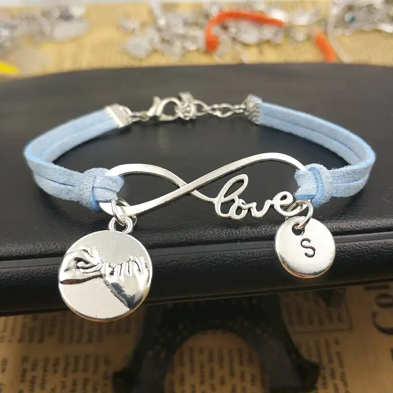 

Forever Hand Customize Love Initial Bracelet Charms Infinity Leather Bracelet for Women Gift Accessories Jewelry