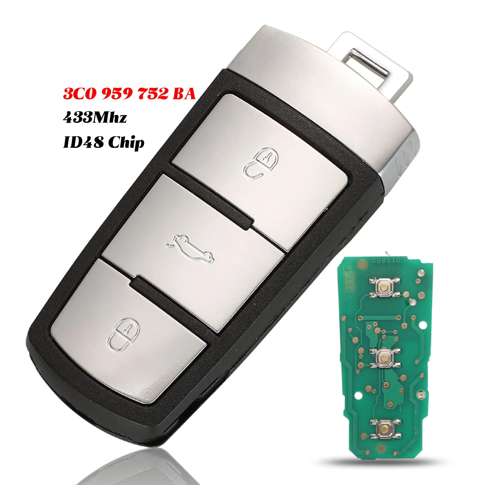 Jingyuqin 3 кнопочный умный телефон для Volkswagen 3C0 959 752 BA 434 МГц ID48 чип VW Passat B6 3C B7 Magotan
