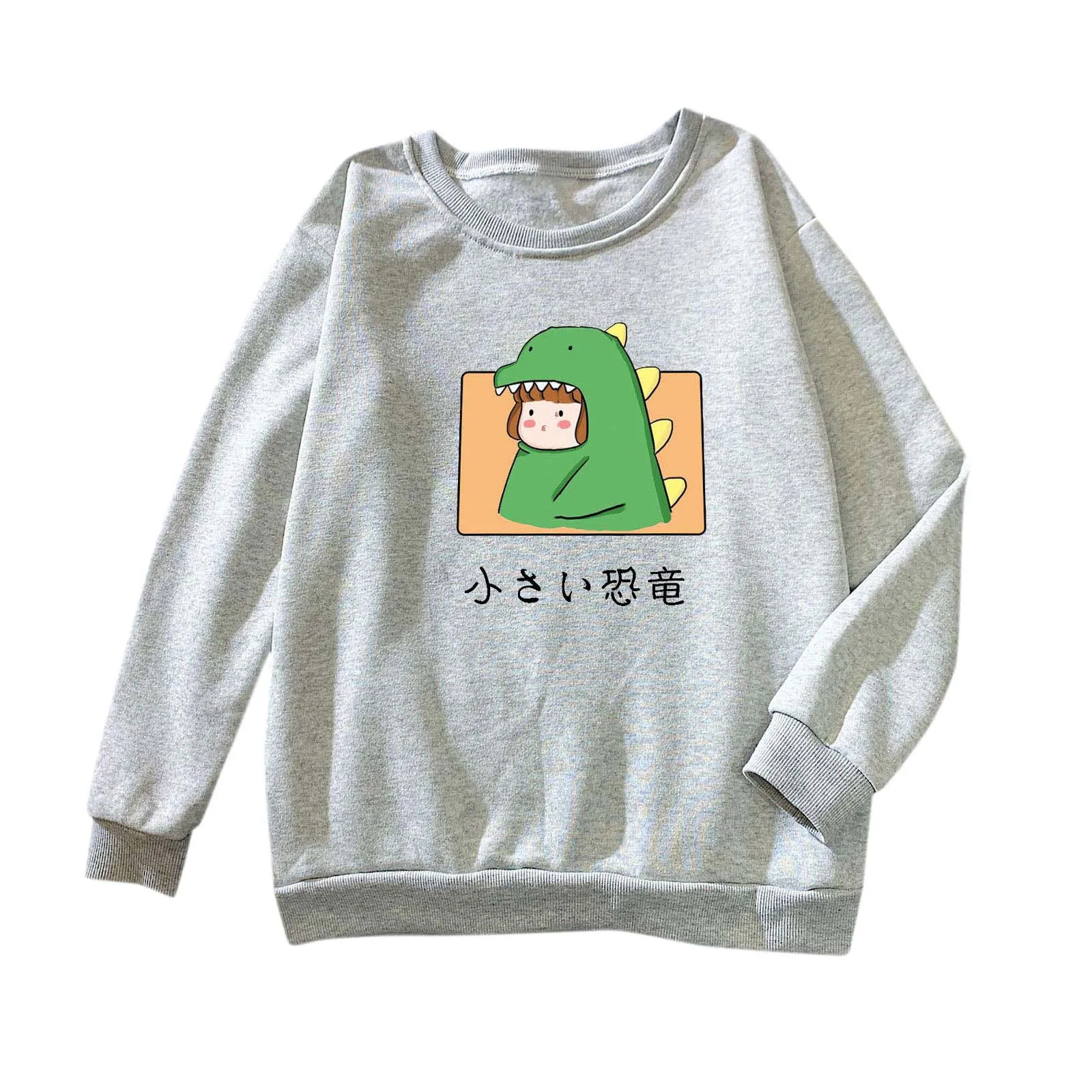 

Women Hoodies Autumn Long-sleeved Dinosaur Print Sweatshirt Casual Pullover Aesthetic Tops Korean Pop Harajuku Hoodies Sudaderas