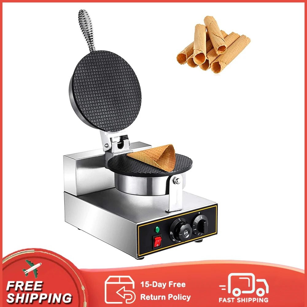 

110V/220V 1200W Commercial Electric Ice Cream Waffle Cone Maker Non-stick Egg Roll Crepe Making Machine for Restaurant Bakeries