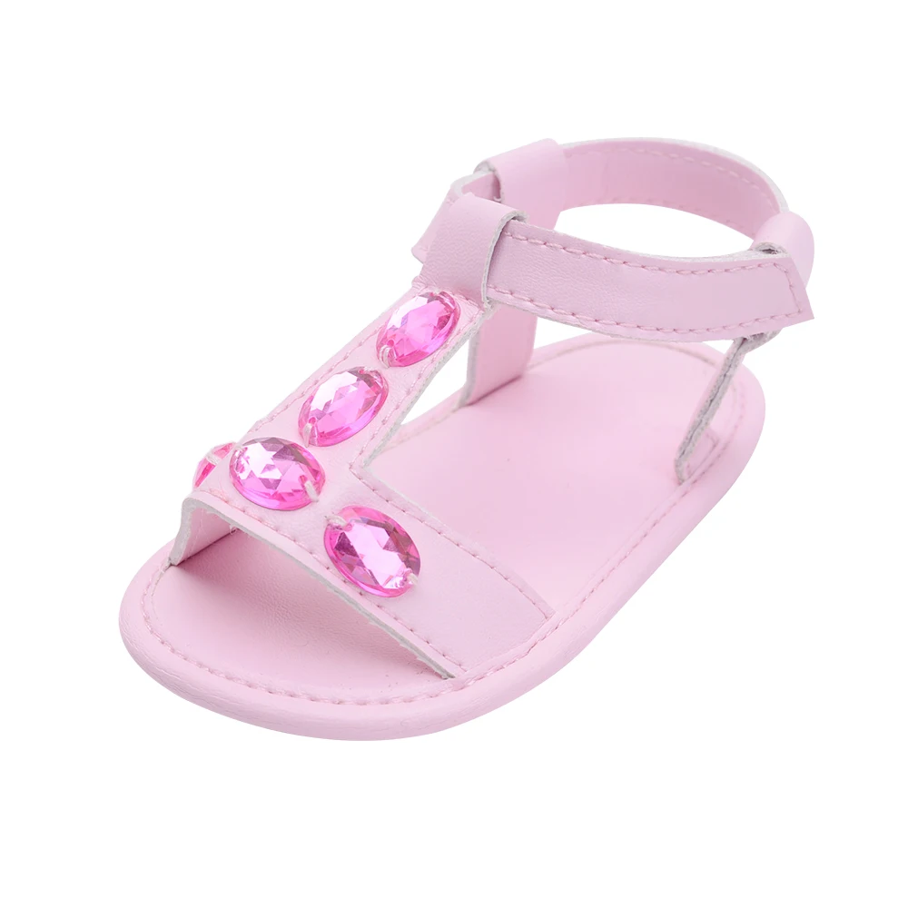 Baby Shoes Girl Boy Sandals Toddler Infant New PU Soft sole Solid Diamond Outdoor walking Prewalker Summer baby shoes - Цвет: Розовый