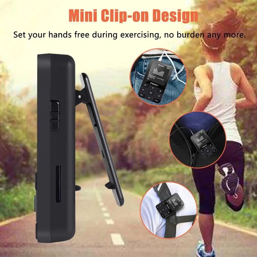 Мини MP3 плеер с зажимом 16 ГБ Bluetooth4.1 без потерь HiFi звук музыкальный FM радио