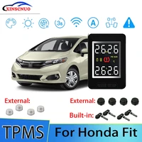 smart car tpms tire pressure monitor system for honda fit with 4 sensors wireless alarm systems lcd display tpms monitor