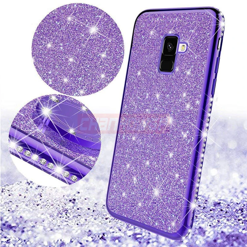 Силиконовый чехол со стразами для Samsung Galaxy A6 A90 J4/J6 S8 S10 Plus|Бамперы| |