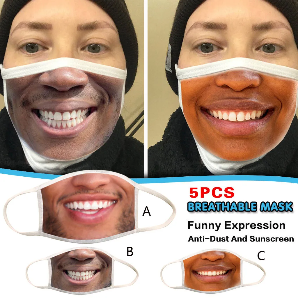 5 шт. унисекс маска для лица взрослых забавное выражение туманная дымка защита от