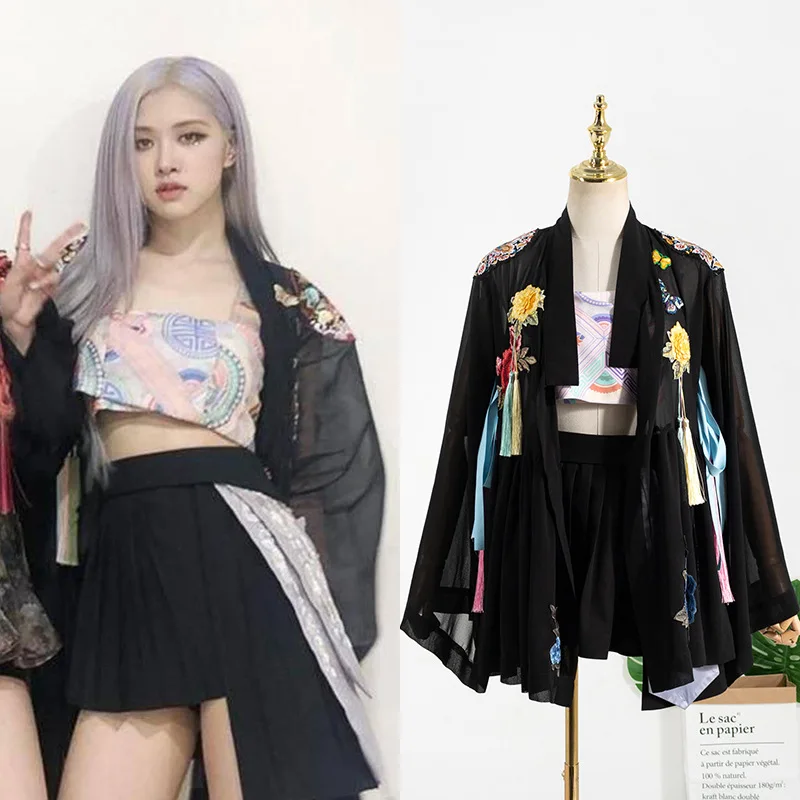 Пикантный короткий жилет kpop в Корейском стиле знаменитостей розы на бретельках с