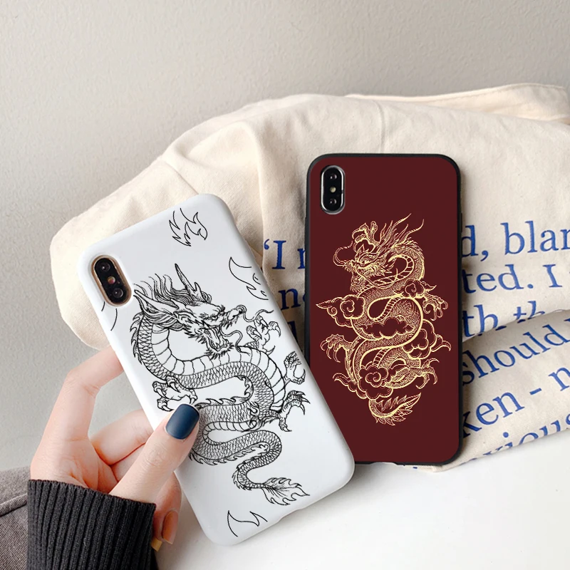 Black Dragon Case For Samsung Galaxy S21 S20 FE S10 S9 S8 Note 20 Ultra 10 Plus Pro Lite S10e S7 Edge J6 2018 J5 J7 Fundas | Мобильные