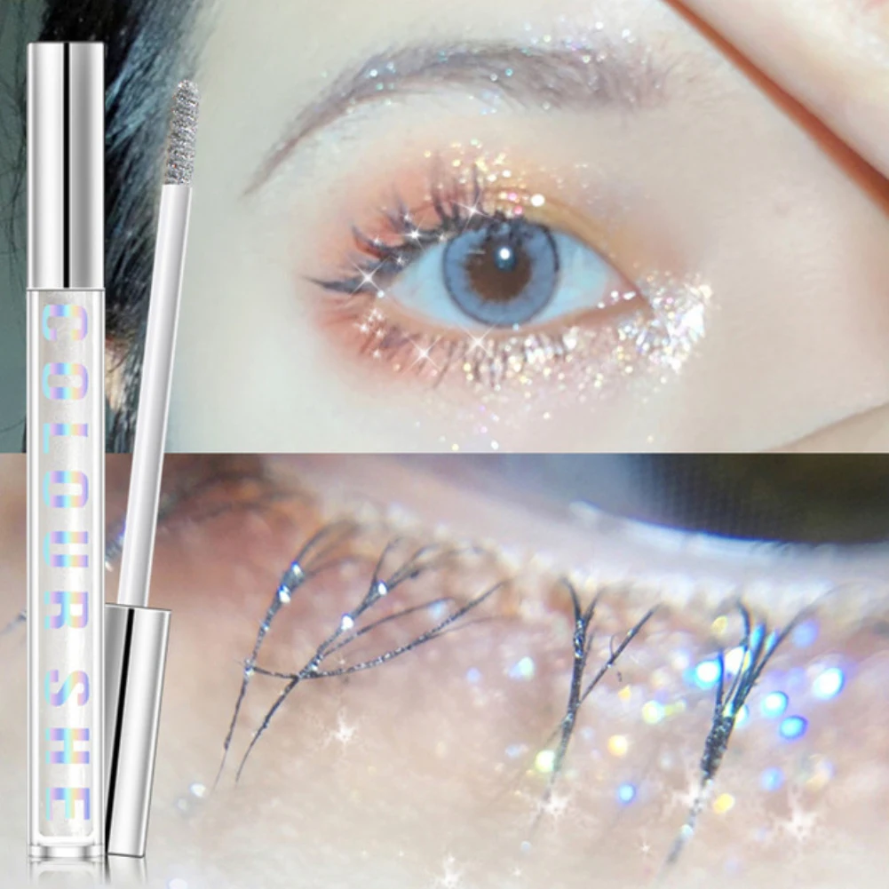 

Diamond Glitter Mascara Quick Dry Water Drop Makeup Long Lasting Waterproof Curling Thick Shiny Eyelash Mascara Glitter Mascara