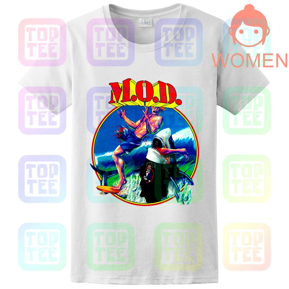Women White M.O.D. SURFIN' M.O.D. Метод уничтожения S.O.D. Новая Серая Футболка CROSSOVER - Цвет: Women White