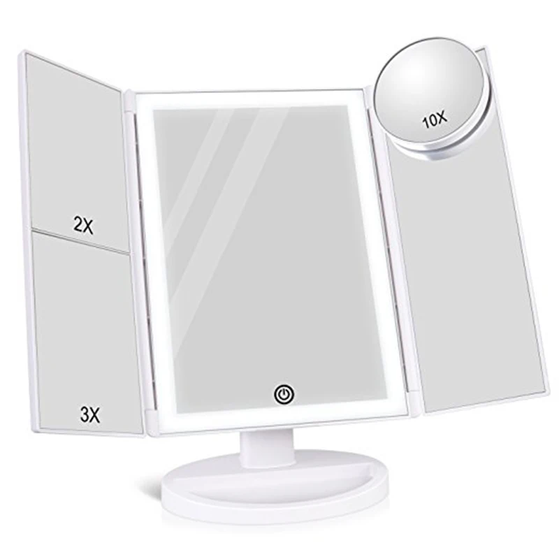 Складное зеркало для макияжа со светодиодный светильник кой большой