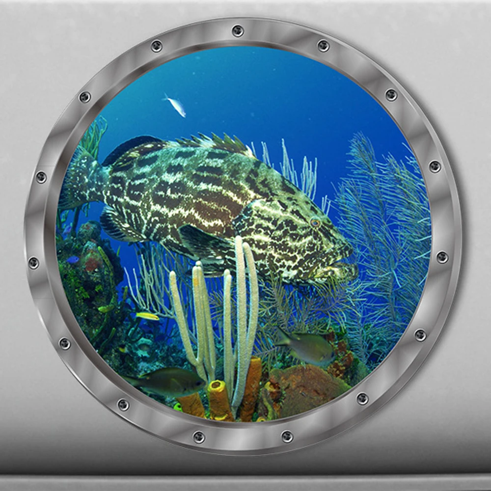 Fish Ocean View Windows Wall Door Stickers For Washing Machine Bathroom Decor Furniture Films Decorative & Posters | Дом и сад