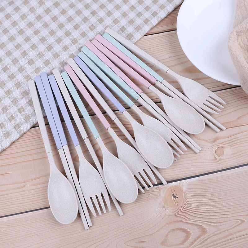 3 шт./компл. милые портативные дорожные столовые приборы для взрослых вилка из