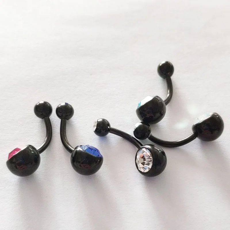 Кольцо для пирсинга пупка женское Ювелирное Украшение с черным покрытием