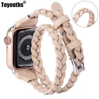 leather weave double wrap band for apple watch accessories for women 38mm 40mm 42mm 44mm watch strap iwatch series 5 4 3 2 1