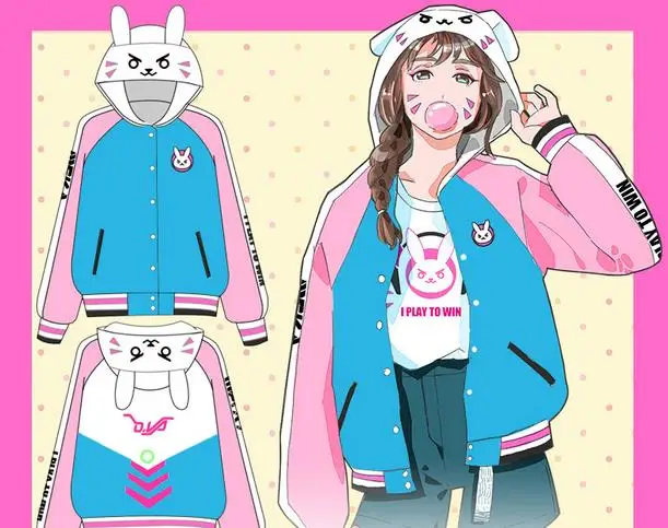 

Anime Game OW Cute D.VA Unisex Blue Cosplay Costume Coat Hoodie Jacket Fashion