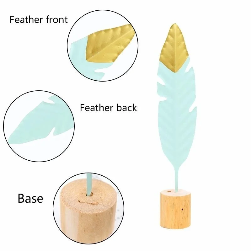 Новое железо плюс Дерево Перо стоячие декоративные поделки для дома и офиса