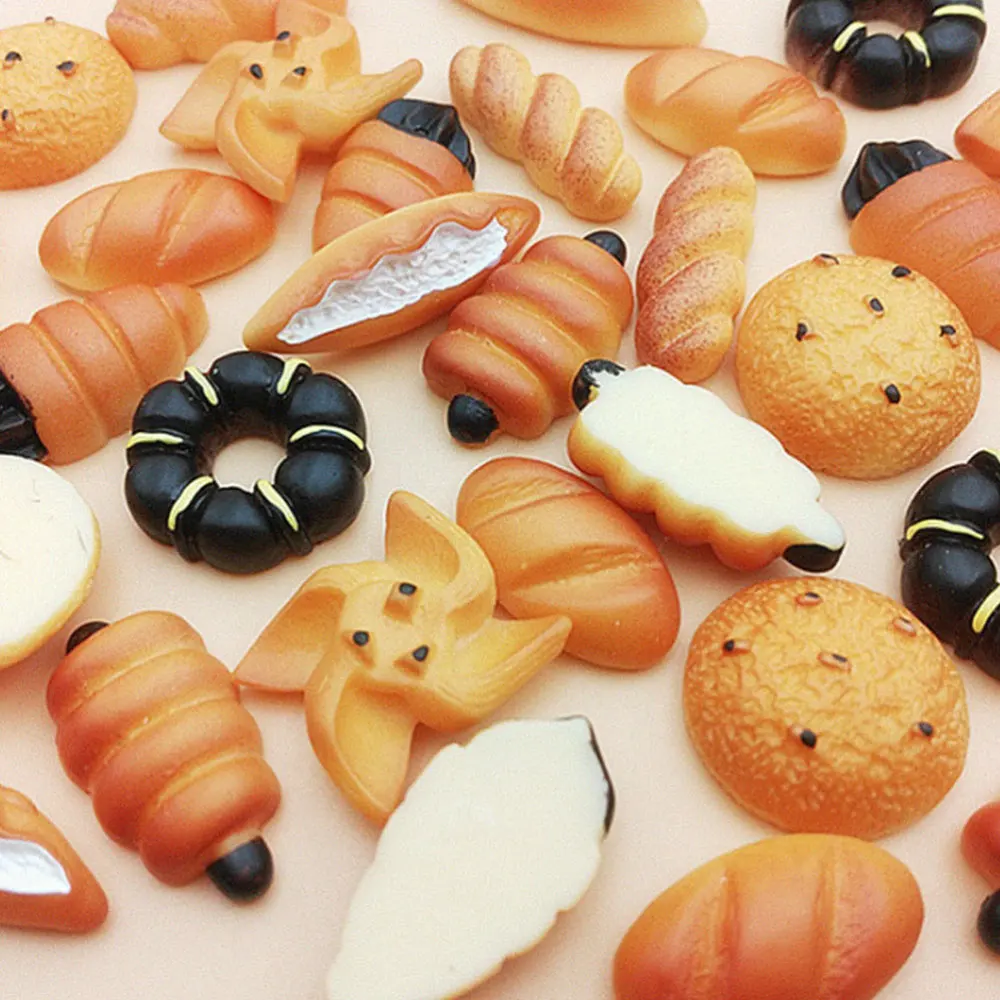 50pcs Fake Bread Food Plaything Resin Accessories Children DIY Material Earring Charm (Chocolate Bread) | Игрушки и хобби