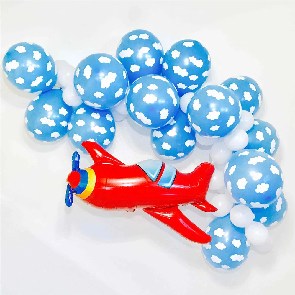 

12inch Blue White Cloud Balloons Boy Airplane Toy Birthday Wedding Decor Hawaii Theme Kids Birthday Party Supplies Air Globos