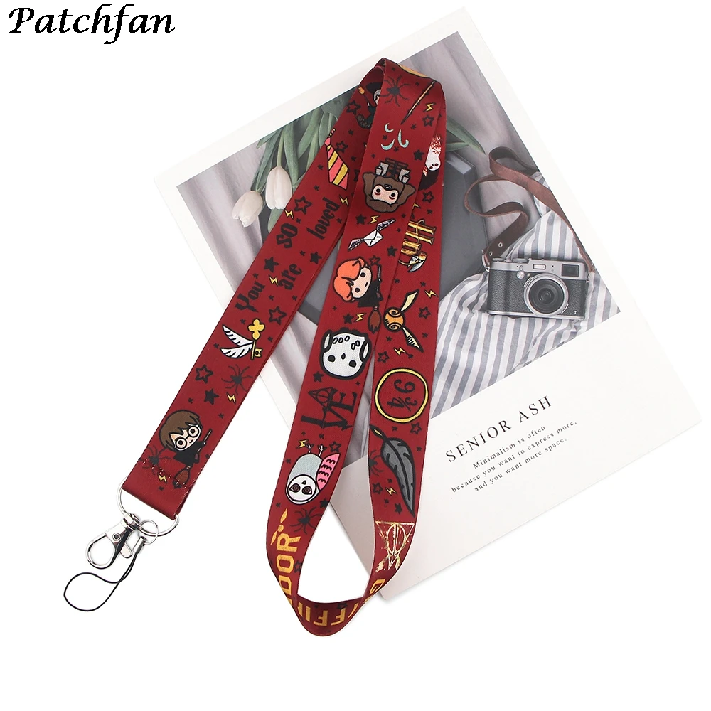 

20pcs/lot AD281 Patchfan Cartoon Magical School Business Badge Card Holder with Necklace Lanyard Keychain Badge Phone Rope