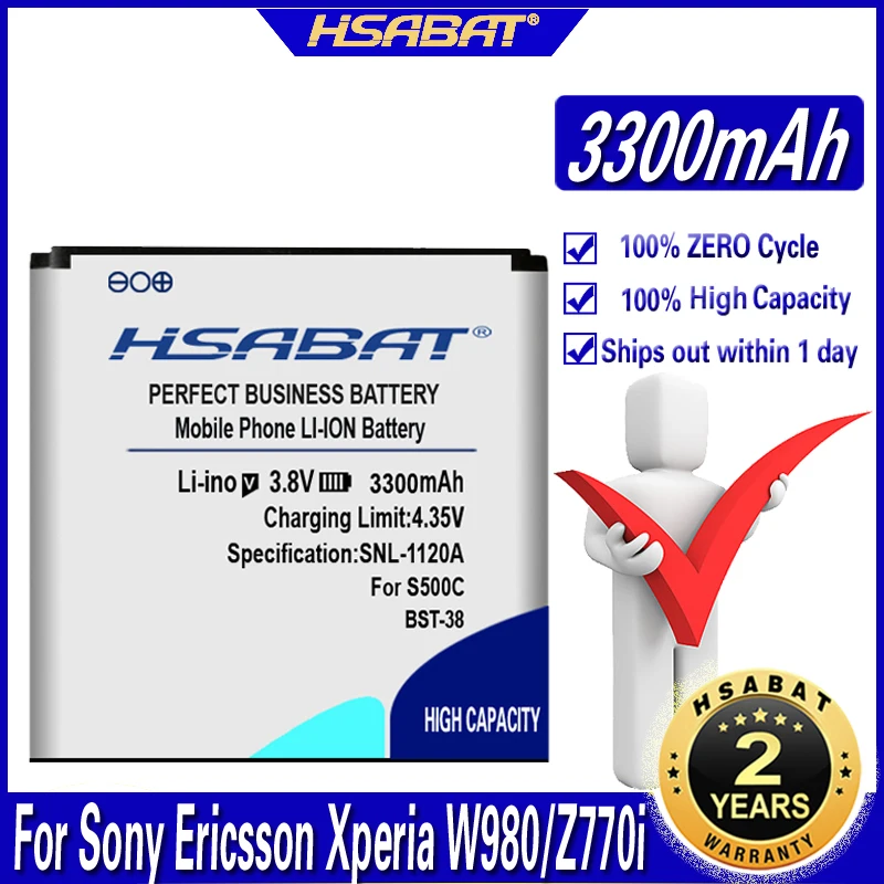 Аккумулятор HSABAT 3300 мАч для Sony Xperia T650i W580c W980 Z770i C510 C902 C905 K770 K858 K850 R300i R306c S302c S312 S500c|bst