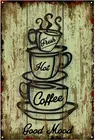 Оригинальный ретро дизайн свежий горячий кофе оловянные металлические знаки настенное искусство  Толстая белая настенная декоративная жесть для кафекухникофейного угла