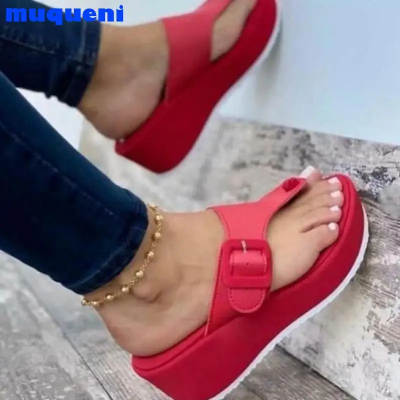 

New Women Wedges Sandals Summer Casual Muffin Slip on Platform Flip Flops Ladies Sandals Party Peep Toe Sandals Sandalias Mujer