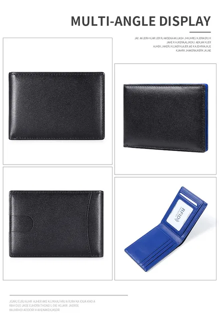 Men's Ultra Thin Wallet Rfid Blocking  Genuine Leather Wallet Minimalism Business Card Holder Purse Wallet Man 5