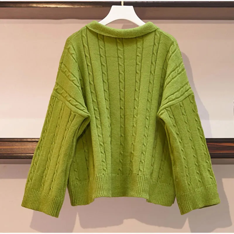 Теплый вязаный крючком свитер-кардиган с воротником и длинным рукавом размеры 5XL