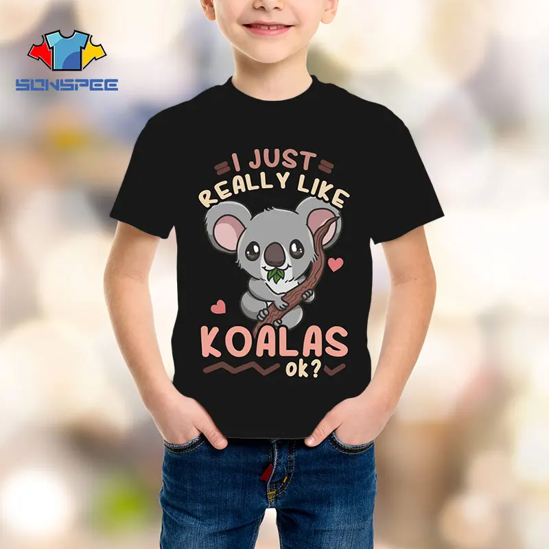 

Koala Sloth Letter T Shirt 3D Print Boy Girl Harajuku Shirt Loose Short Sleeve Summer Kid Toddler Graphic Streetwear Tees Tops