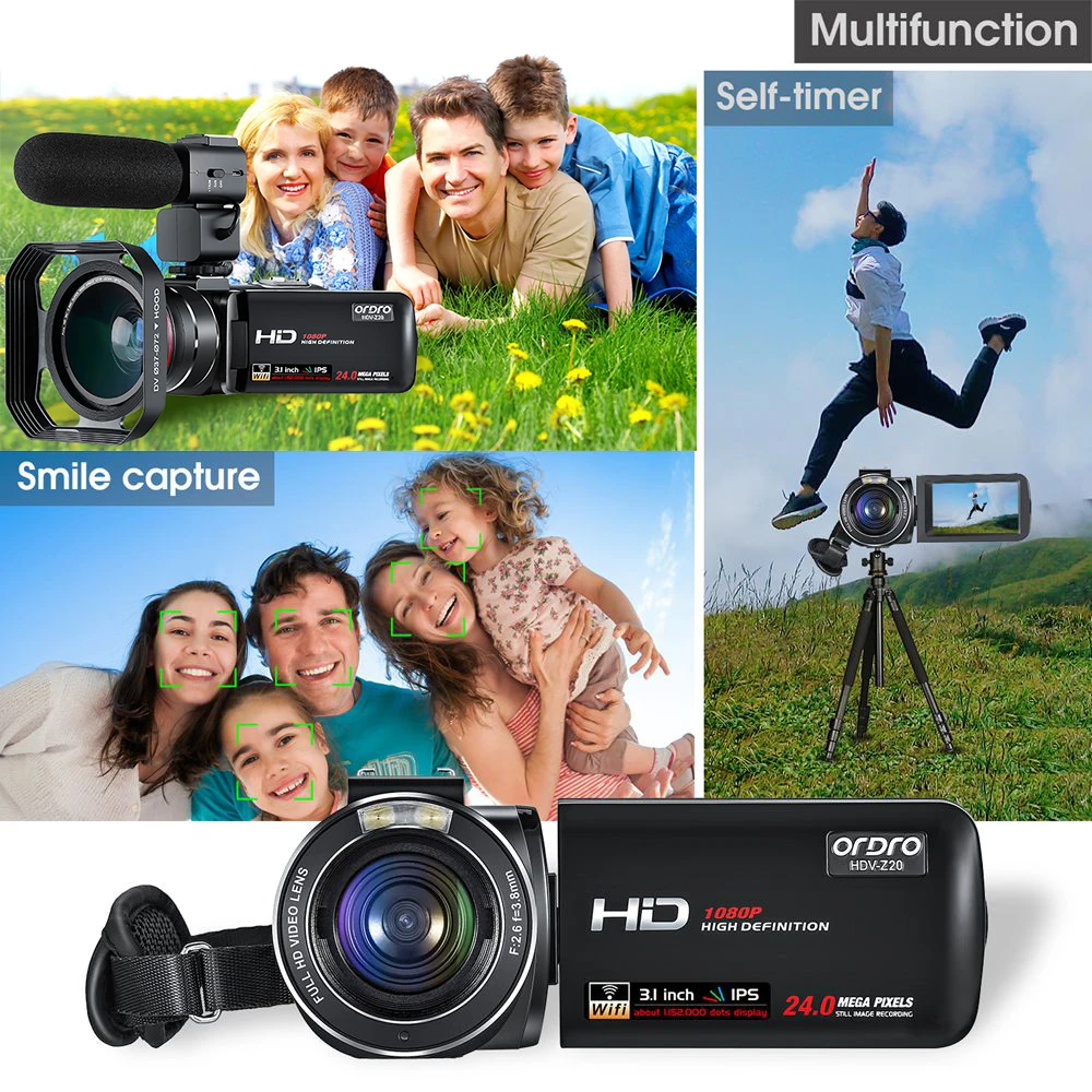 Видеорегистратор Ordro Z20 1080P Full HD ИК ночное видение 64 ГБ SD карта|Любительские