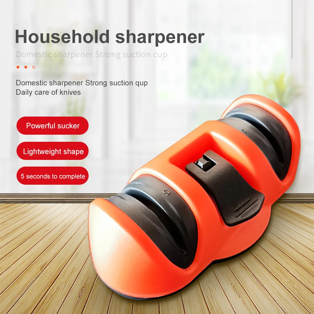 

Knife Sharpener With Non-Slip Suction Cup 2 Stage Mini Manual Pocket Knife Sharpener Polish Blades Quickly Kitchen Tools