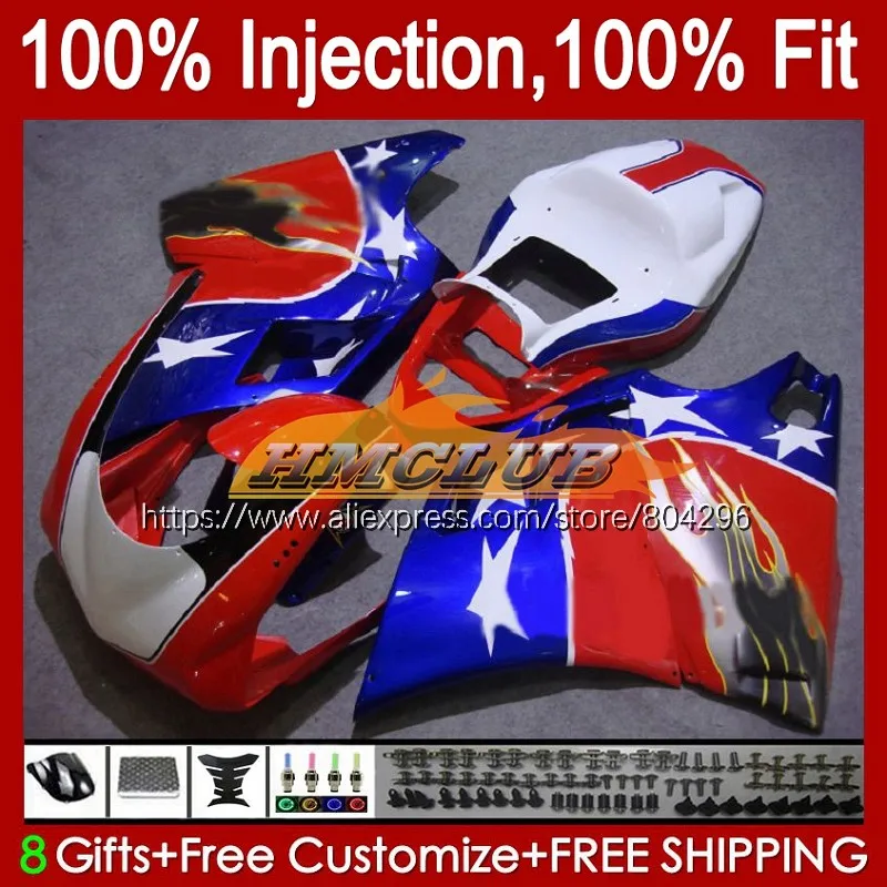 

Injection For DUCATI 996 998 748 853 916 Red blue hot S R 108No.62 998S 1994 1995 1996 1997 1998 1999 2000 2001 2002 OEM Fairing