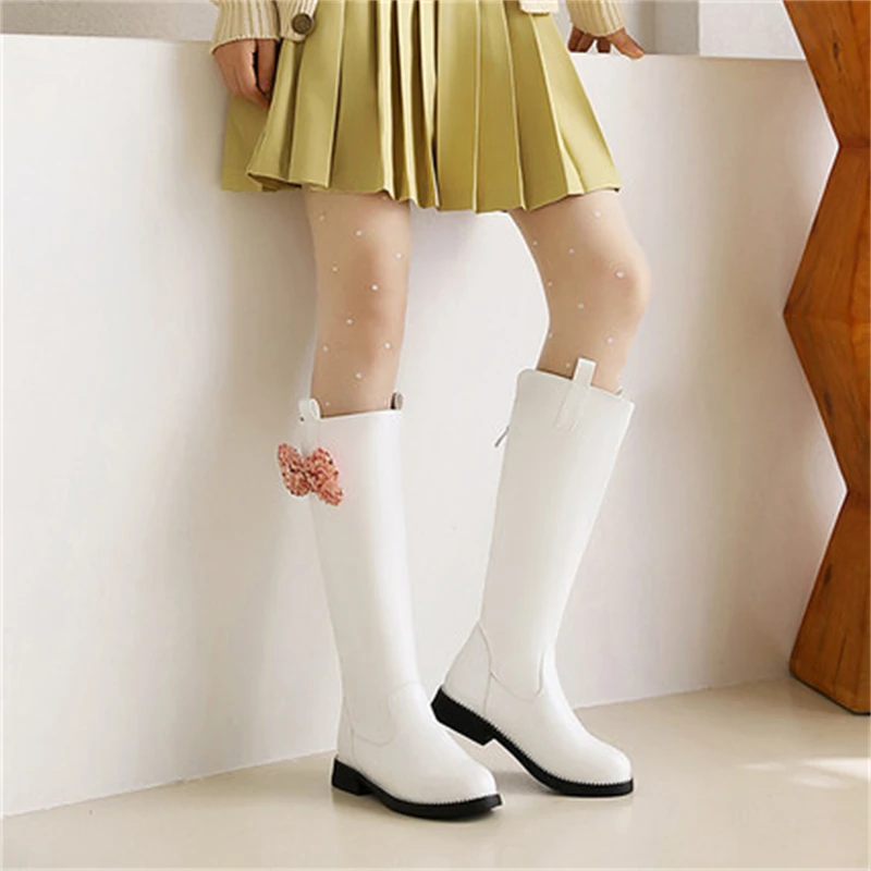 

Новые детские рыцарские сапоги обувь принцессы для девочек зимние высокие кожаные сапоги студенческие короткие плюшевые теплые детские мо...