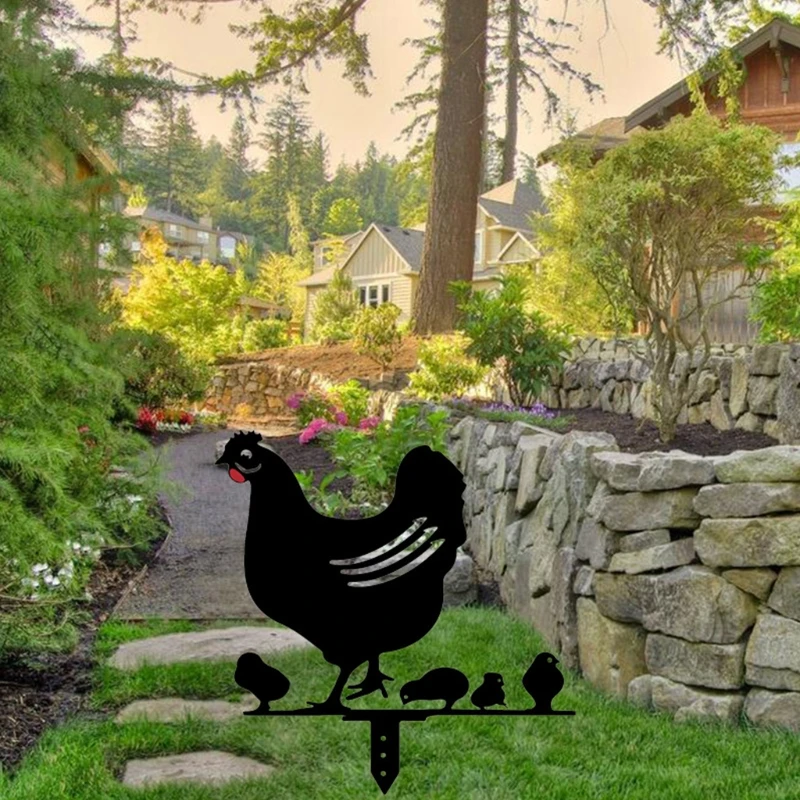 

H051 1 Pc Hen Chicken Garden Stakes Acrylic Garden Art Party Outdoors Yard Decor Gift