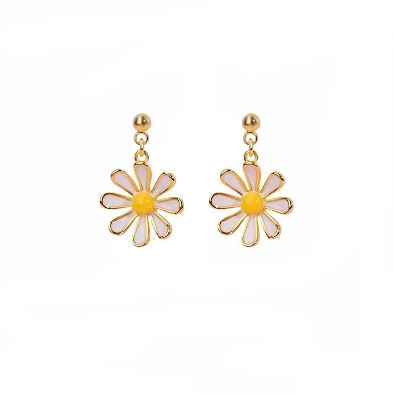 

1 Pair Korean Daisy Yellow Sun Flower Stud Earrings Girl Drop Jewelry Stud Earrings Summer Trendy Plant Jewelry for Girls