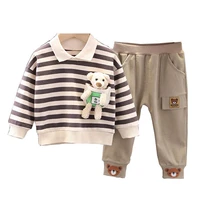baby girls clothing sets newborn boys outfits infant long sleeve stripe pullover pants 2pcs toddler bear pocket clothes suit