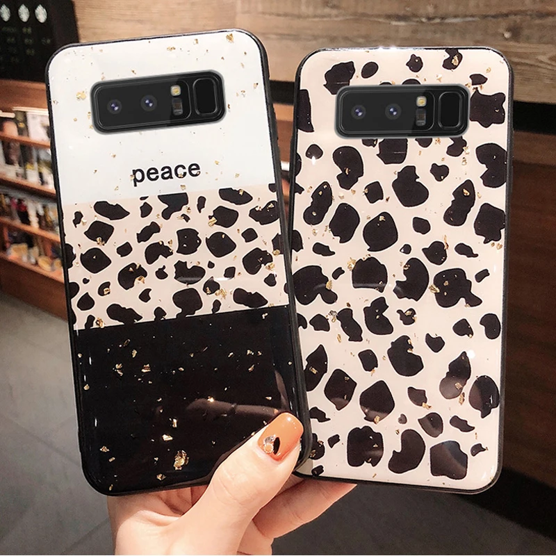 Блестящий чехол для Samsung Galaxy S10 S10e + роскошная сетка с сердечками и леопардовым