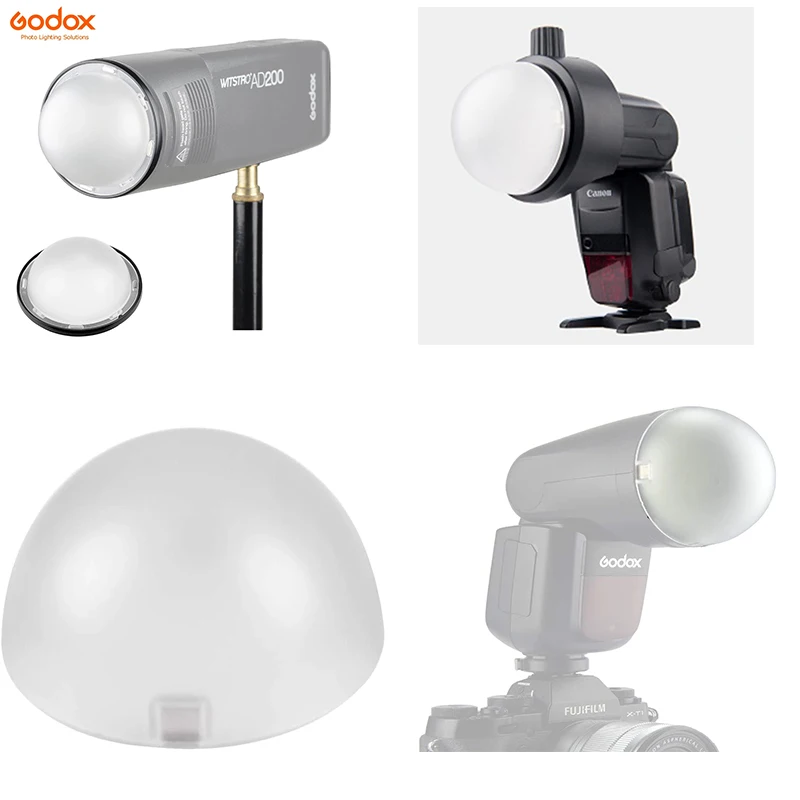 Compatível para Godox Cabeça de Flash Godox Cúpula Difusor Redonda v1 Flash Série V1-s V1-n V1-c Ad200 Pro Ak-r11 H200r