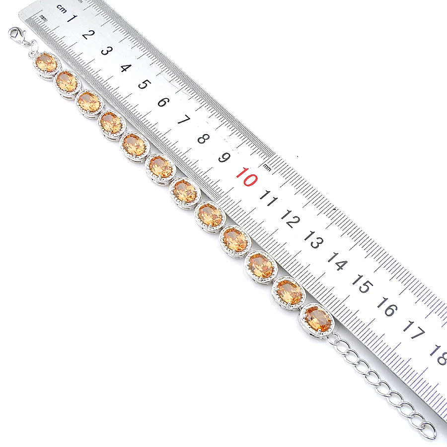 

LuckyShine Mother Gift egg shaped Morganite Bracelets Silver For Women Cz Zircon Bracelets & Bangles Anniversary Jewelry NEW