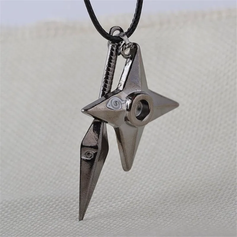 NARUTO Anime Cosplay Shuriken Ninja Dart Necklace Pendant Fashion Accessories Keychain Leather Rope Boy Girl Gift Hot |