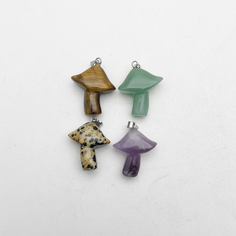 

Ожерелье из натурального камня с подвеской аметистом, авантюрином и грибом для изготовления ювелирных изделий, 4 шт., очаровательные аксесс...