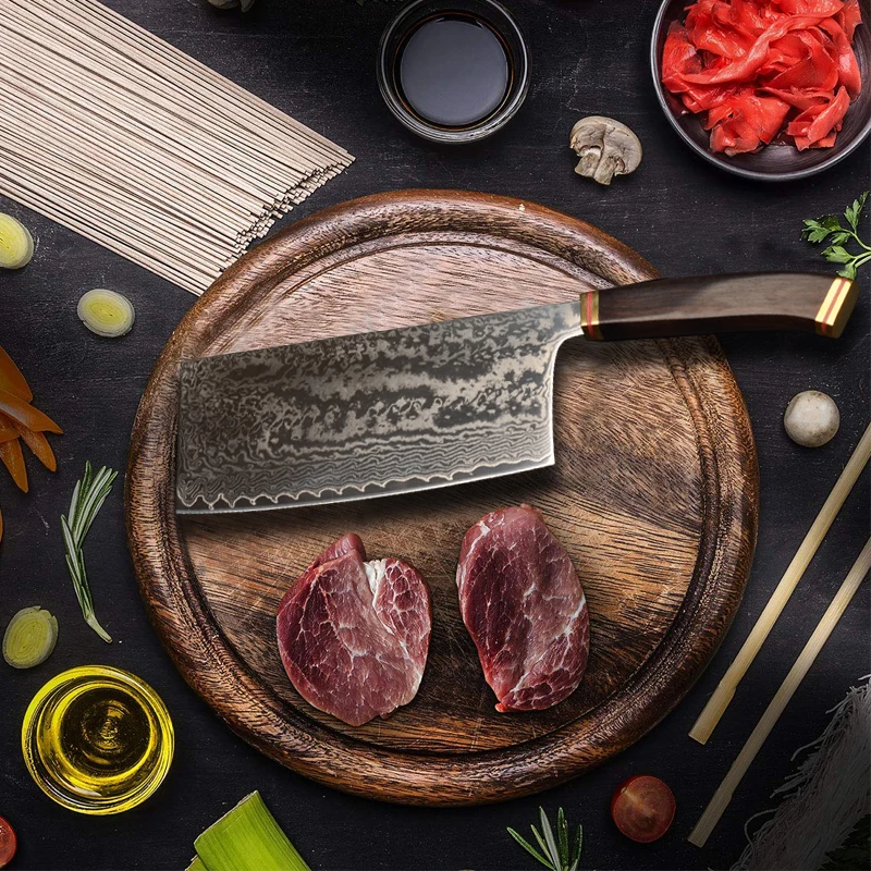 Дамасский китайский нож шеф повара кухонный японский VG10 Дамасская сталь