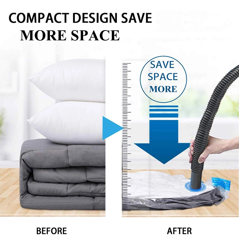 

Jumbo Large Vacuum Saver Storage Bags Hand Pump Excellent for Long Term Saving Extra Space While Traveling White Transparent