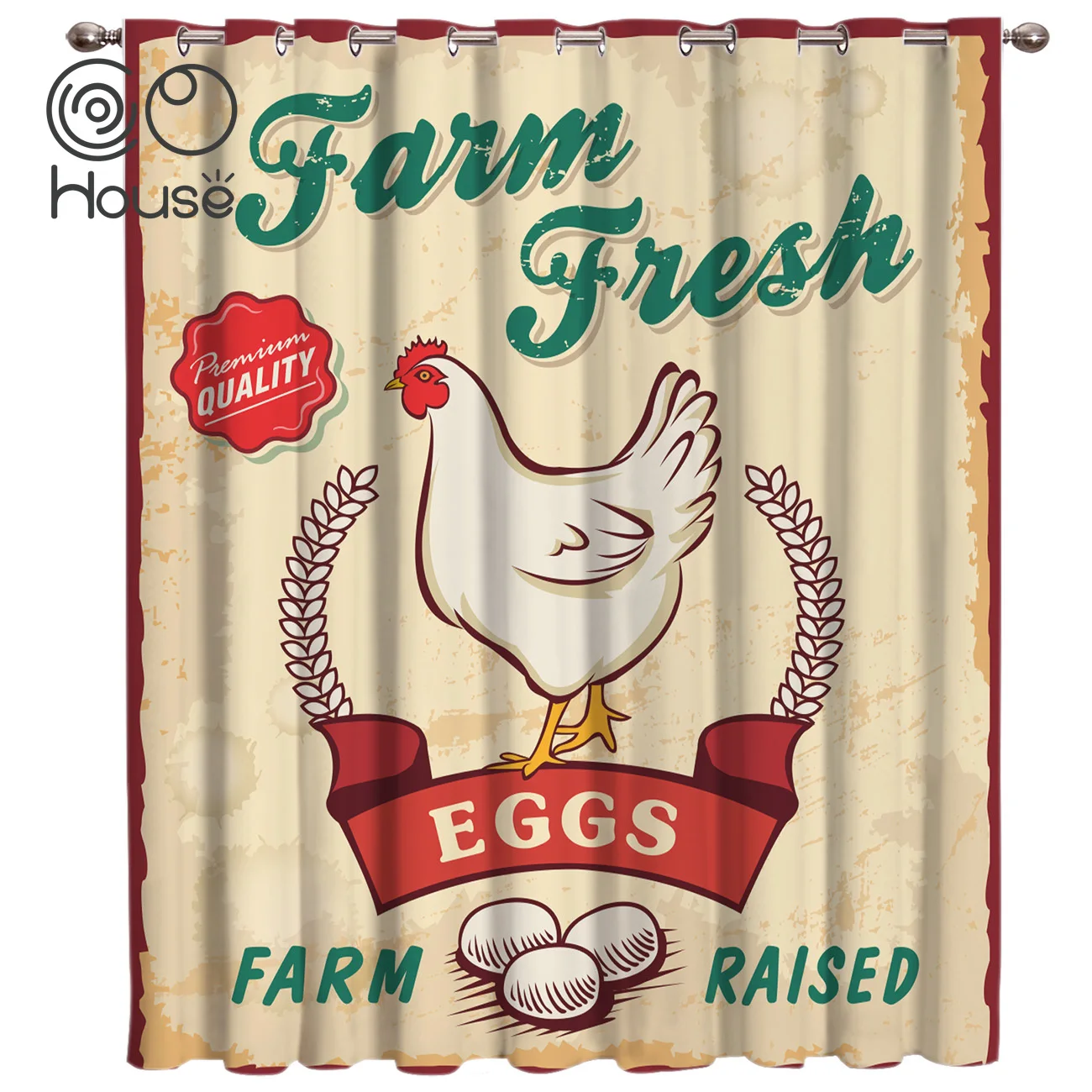 Занавески на окна в стиле ретро с постером птичную ферму занавески большие для