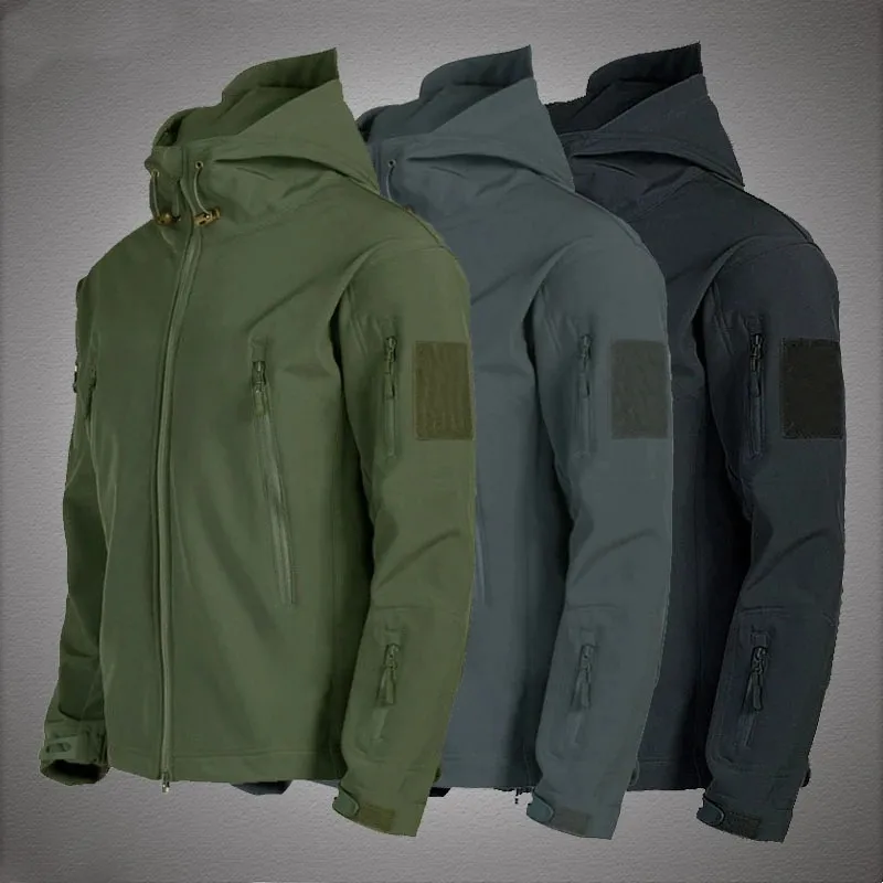 

Military Tactical Jacket Men Shark Skin Soft Shell Windproof Waterproof Outwear Hooded Bomber Army Combat Hiking Trekking Coat