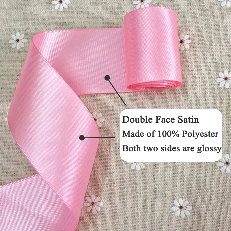 (25 ярдов) 2 &quot5 см 50 мм Двусторонняя сатиновая лента высокого качества 100% полиэстер двойная сторона ленты для