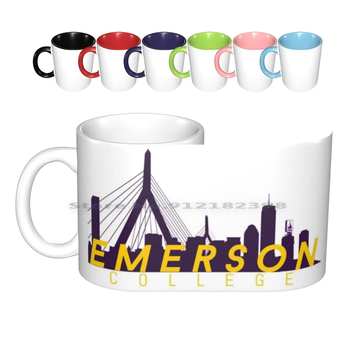 

Керамические кружки Emerson, кофейные чашки, Кружка для молока и чая, колледж Эмерсон, Бостон, массажет, масса, баскетбол, театр, Лев, север