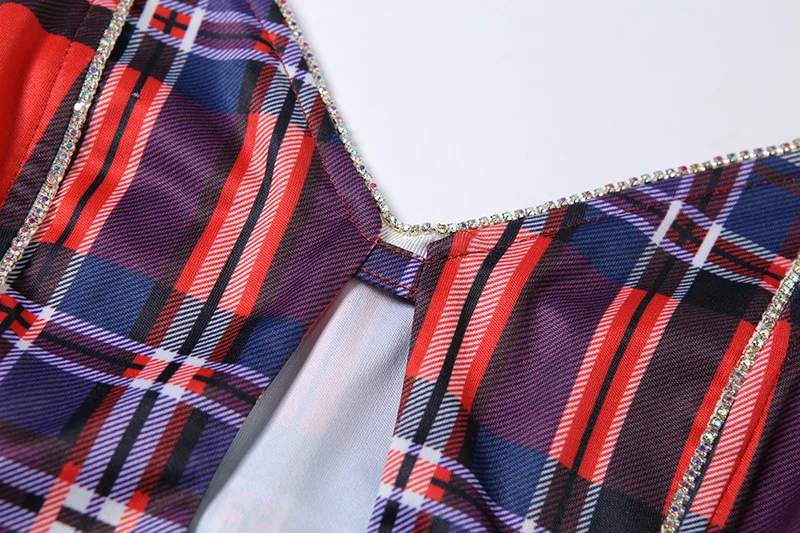 Сексуальный Топ без бретелек с открытыми плечами клетчатый бюстье укороченный