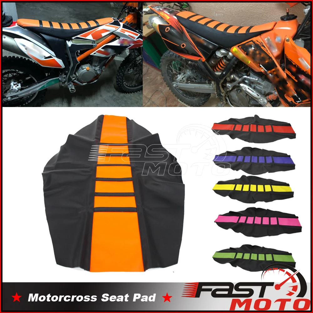 Orange Enduro MX Motocross Ribbed Striped Gripper Seat Cover for KXF CRF YZF WR TC FC SX SXF EXC XCF 125 250 300 350 450 500