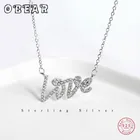 OBEAR 100% 925 пробы Серебряные кулоны с надписью любовь кубические циркониевые ожерелья для женщин ювелирные изделия в подарок